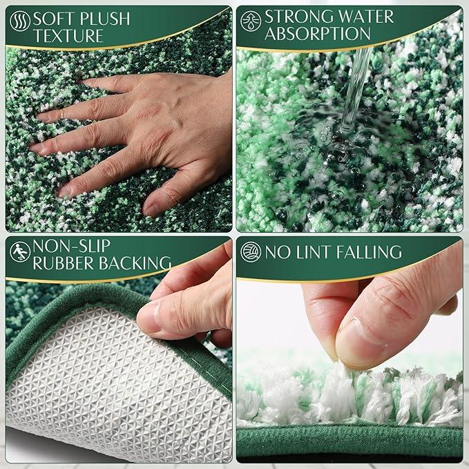 WSBArt 32PCS Bathroom Set Bathroom Sets with Shower Curtain and Rugs Hunter Green Bathroom Accessories,Shower Curtain Set,Bathroom Rug Set with Bathroom Trash Can - ModernBath