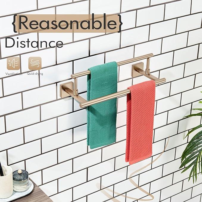 KOKOSIRI Hand Towel Bar 16-Inch Towel Holder Bathroom Rack for Bath Cabinet Towel Rails Champagne Bronze Stainless Steel B5009CPG-L16 - ModernBath