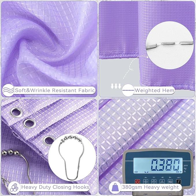 XLHOMO Bathroom Sets with Shower Curtain and Rugs, 27PCS Purple Bathroom Accessories Set with Trash Can, Purple Shower Curtain Set, No Slip Super Absorbent Bathroom Rugs - ModernBath