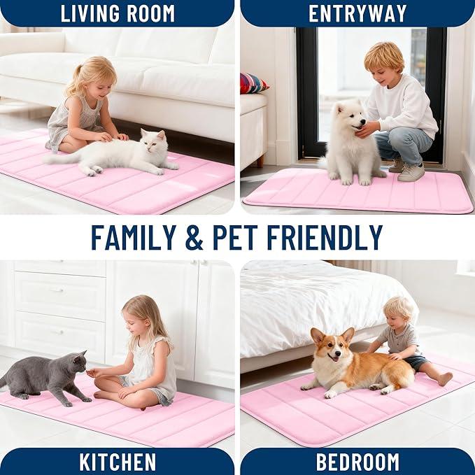 OLANLY Memory Foam Bath Mat 44x32, Super Soft Absorbent Bathroom Rugs, Quick Dry, Machine Washable Shower Floor Rugs, Bathmat Carpet, Bathroom Home Decor Accessories, Pink - ModernBath