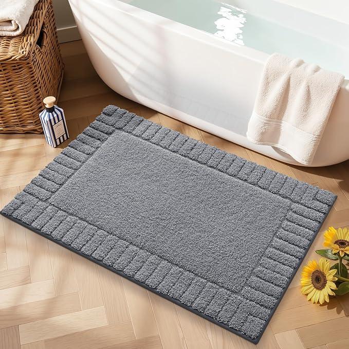 LUMI Bathroom Rugs Non Slip with Rubber Backing, Extra Soft Plush Microfiber Bath Rug Absorbent, Machine Washable Bath Mat Quick Dry for Tub, Shower, Hotel, Dark Grey, 20"x32" - ModernBath