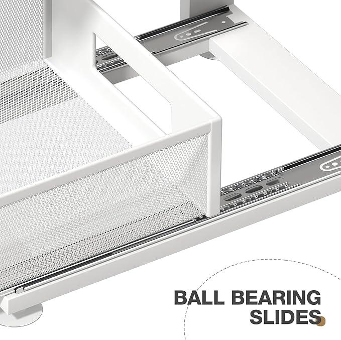 2 Pack Under Sink Organizer With Next-Gen Ball-Bearing Slides,2-Tier Pull Out Cabinet Storage,Height Adjustable Drawer Shelf for Bathroom,Kitchen,Laundry,Cabinet,Pantry(Patent Pending) - ModernBath