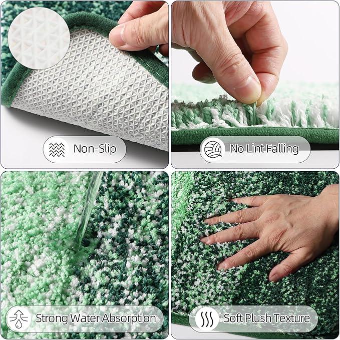iMucci Bathroom Accessories Dark Green Bathroom Sets with Shower Curtain and Rug,Shower Curtain Set,Bath Rugs Home Decor - ModernBath