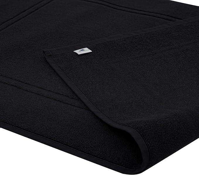 Tens Towels Pack of 2 Bath Mats 100% Cotton, 20 x 32 Inches, Super Absorbent, Hotel Quality Premium Floor Towels, Luxurious, Soft & Quick Dry, Not a Bathroom Rug, Black - ModernBath