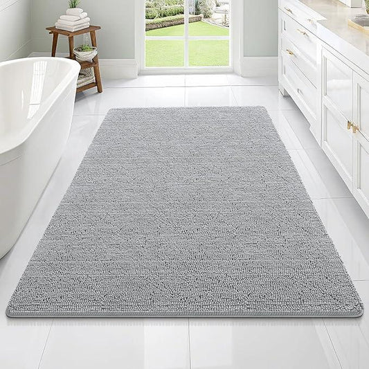 OLANLY Bathroom Rugs 70x46, Extra Soft Absorbent Chenille Bath Rugs, Rubber Backing Quick Dry, Machine Washable Bath Mats for Bathroom Floor, Tub and Shower, Home Decor Accessories, Light Grey - ModernBath