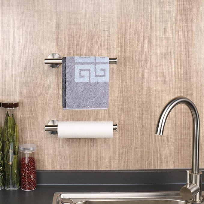 NearMoon Hand Towel Holder/Towel Ring, Thicken Stainless Steel Hand Towel Bar for Bathroom, Rustproof Wall Mounted Towel Rack, Contemporary Style Bath Accessories, 9 Inch (1 Pack, Brushed Nickel) - ModernBath