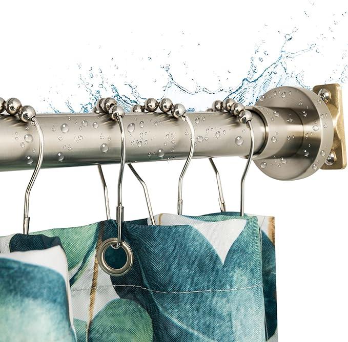 Artiwell Heavy Duty Shower Rod, Adjustable Shower Curtain Rod, Expandable 47-84 Inch, Permanent Mount Shower Rod, Never Rust Stainless Steel For Window Curtain and Closet, Brushed Nickel - ModernBath