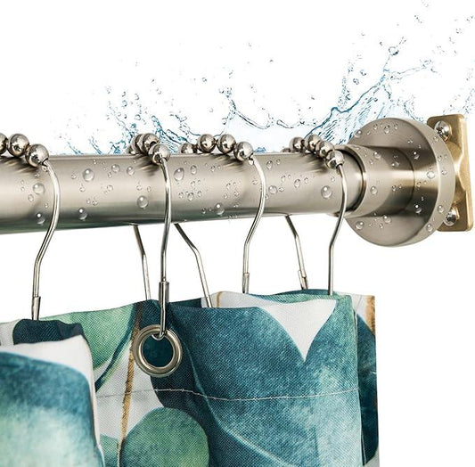 Artiwell Heavy Duty Shower Rod, Adjustable Shower Curtain Rod, Expandable 47-84 Inch, Permanent Mount Shower Rod, Never Rust Stainless Steel For Window Curtain and Closet, Brushed Nickel - ModernBath