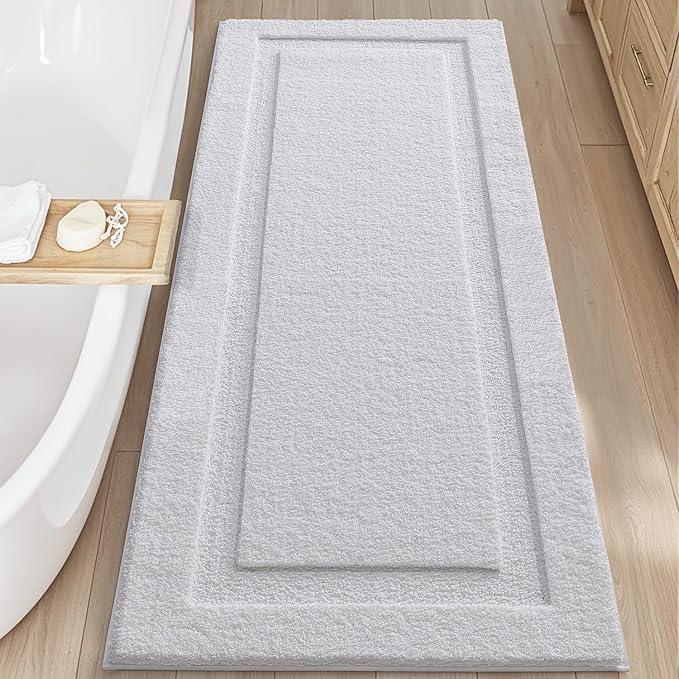 LUMI Extra Large Ultra Soft Bathroom Rugs Non Slip with Rubber Backing, Absorbent Washable Bath Mat Quick Dry, Upgraded Premium Microfiber Plush Carpet for Bathtub and Shower Floor, White, 24x60 - ModernBath
