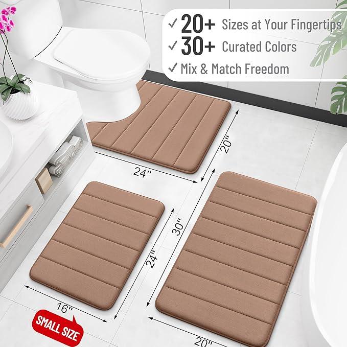 OLANLY Memory Foam Bath Mat 40x32, Super Soft Absorbent Bathroom Rugs, Quick Dry, Machine Washable Shower Floor Rugs, Bathmat Carpet, Bathroom Home Decor Accessories, Mocha - ModernBath