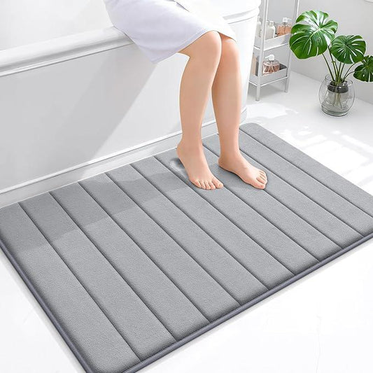 OLANLY Memory Foam Bath Mat 44x32, Super Soft Absorbent Bathroom Rugs, Quick Dry, Machine Washable Shower Floor Rugs, Bathmat Carpet, Bathroom Home Decor Accessories, Grey - ModernBath