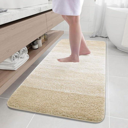 Arotive Microfiber Bathroom Rugs, Shaggy Soft and Absorbent Bath Rug, Non-Slip, Thick Plush Machine Washable Dry Bath Mats for Bathroom, Tub and Shower, 59x24, Light Beige, Rectangular - ModernBath