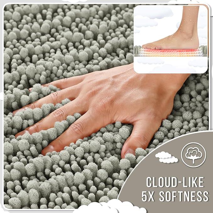 Yimobra Bathroom Rugs Non Slip Washable - Ultra Soft Absorbent Chenille Bath Mat, Quick Dry Shaggy Floor Carpet for Tub Shower, Sand Home Decor Accessories, 24x17 Inch - ModernBath