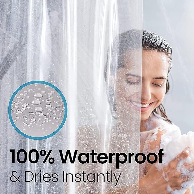 LiBa Bathroom Shower Curtain - Waterproof Plastic Shower Curtain Premium PEVA Non-Toxic with Rust Proof Grommets 10G Heavy Duty Bathroom Accessories 72x72 - ModernBath