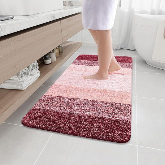 Arotive Microfiber Bathroom Rugs, Shaggy Soft and Absorbent Bath Rug, Non-Slip, Thick Plush Machine Washable Dry Bath Mats for Bathroom, Tub and Shower, 44x24, Burgundy, Rectangular - ModernBath