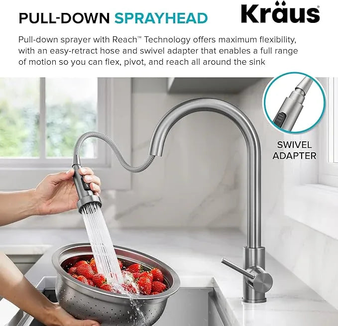 KRAUS Bolden 2-Function Single Handle Pull Down Kitchen Faucet in Matte Black, KPF-1616MB - ModernBath
