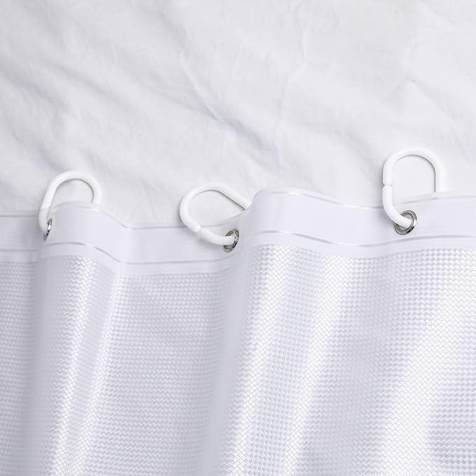 NTBAY EVA Semi-Transparent Clear Shower Curtain with Waffle Weave, Water-Repellent Liner with 3 Magnets for Bathroom, 72x72 Inches - ModernBath
