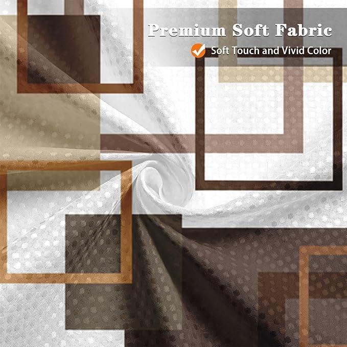 Culudea Geometric Vintage Brown Shower Curtain Set, Abstract Modern Line Bathroom Window Waterproof Shower Curtain Set for Bathroom Decor - ModernBath