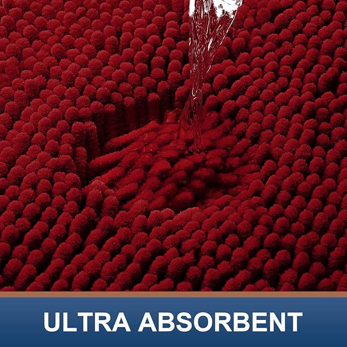 Smiry Luxury Chenille Round 24x24, Extra Soft and Absorbent Shaggy Bathroom Mat Rugs, Machine Washable, Non-Slip Plush Carpet for Tub, Shower, and Bath Room, Burgundy - ModernBath