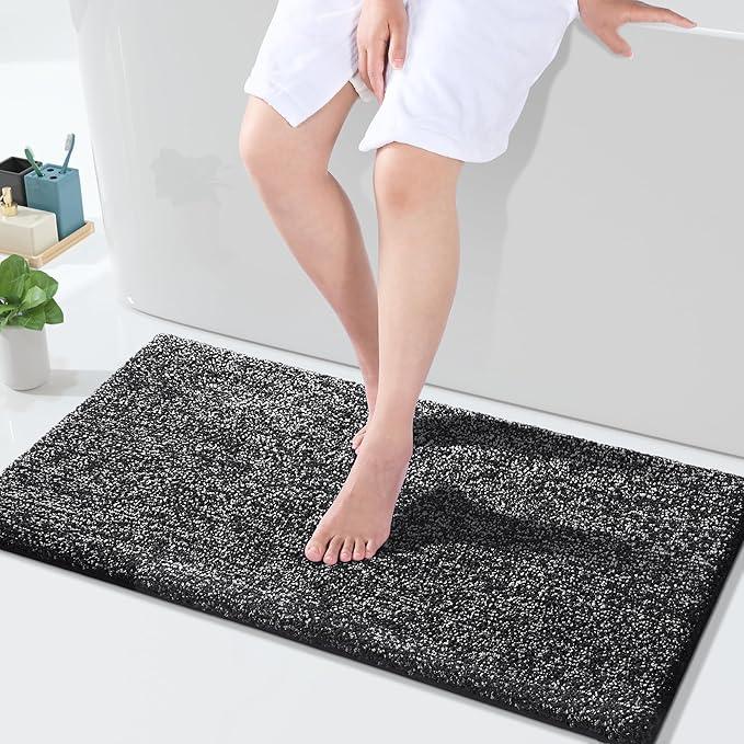 Yimobra Large Bathroom Rugs Non Slip Washable, Soft Absorbent Microfiber Bath Mat,Dual-Tone Decor Rug with Rubber Backing for Bathroom Floor,Tub and Shower,36x24,Home Essentials,Black and White - ModernBath