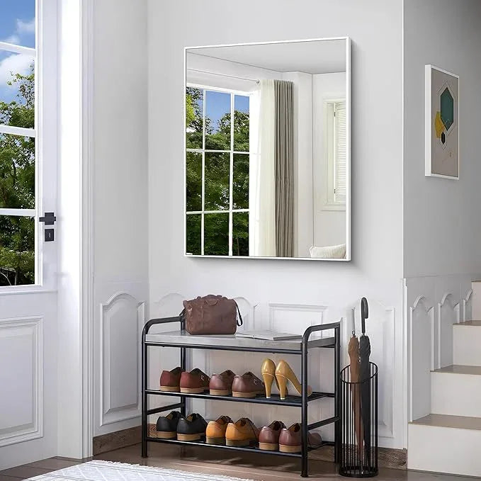BONEWEI White Bathroom Mirror,30x36 inch Wall Mirror for Bathroom Wall Mounted,Rectangle Mirror for Bathroom Over Sink,Modern Metal Frame for Living Room,Bedroom Entryway,Horizontal/Vertical - ModernBath
