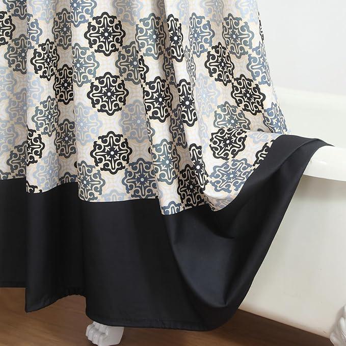 BESTRIPES Fabric Shower Curtain, Black Beige Grey Boho Medallion Print Shower Curtains for Bathroom, 72" W x 72" H - ModernBath