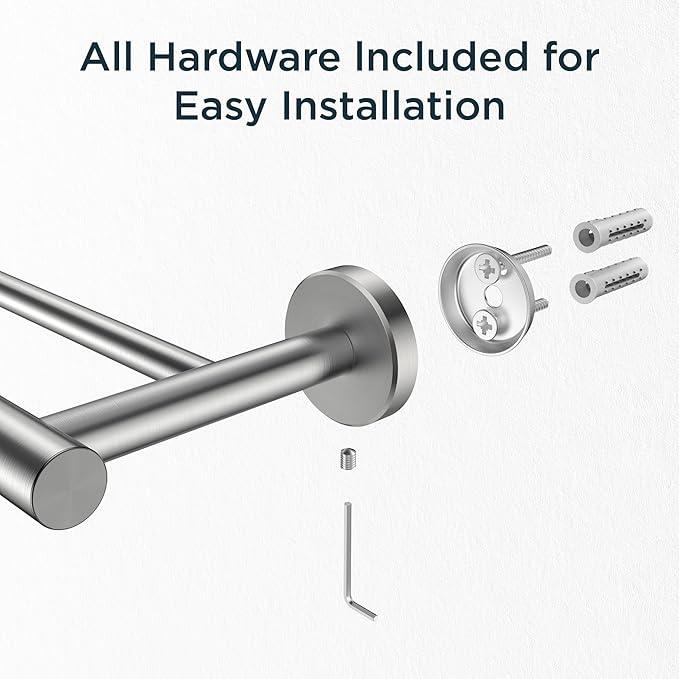 FORIOUS Double Towel Bar, 24 Inch Double Towel Racks for Bathroom, Heavy Duty SUS304 Stainless Steel Towel Bar Brushed Nickel, Includes Wall Mounting Hardware, Brushed Nickel - ModernBath