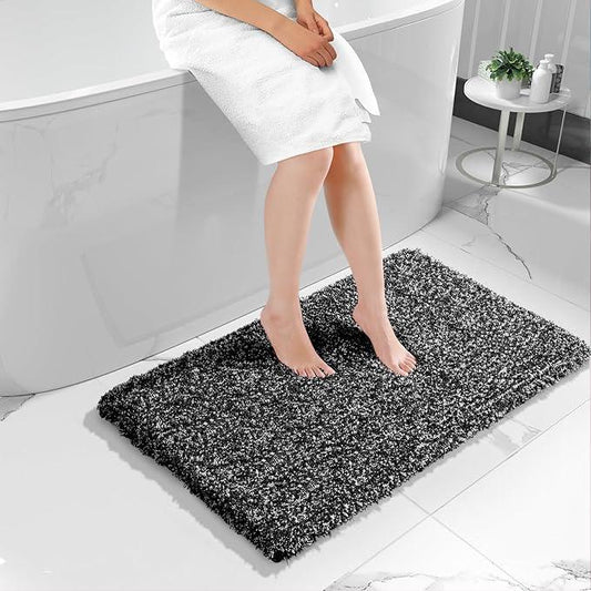 Yimobra Black and White Bathroom Rugs, Luxury Fluffy Bath Mats, Non Slip, Water Absorbent Microfiber, Machine Washable, Plush Runner Carpet Shower Rugs, Thick Matts for Bathroom Floor&Tub, 44"x 24" - ModernBath