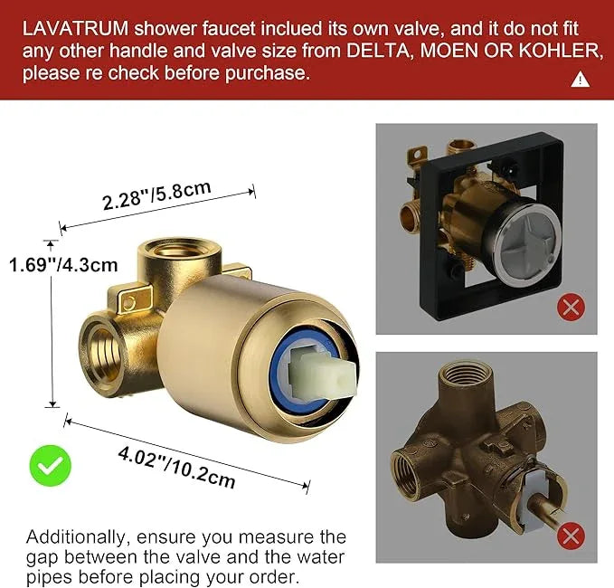 Lavatrum Gold Shower Head and Valve Set Single Spray Premium Wall Mount 8 Inch Rainfall Squre 1 Handle Shower Faucet with Rough-in Valves and Knob Kit for Bathroom Mixer （1.8GPM) - ModernBath