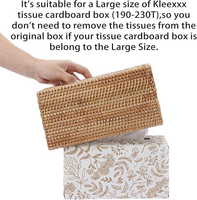 Sumnacon Tissue Box Cover Large Rectangle Tissue Box Rattan Tissue Box Holder,Wicker Decorative Tissue Holder for Bathroom Toilet Living Room Kitchen Office Table Desk,Yellow - ModernBath