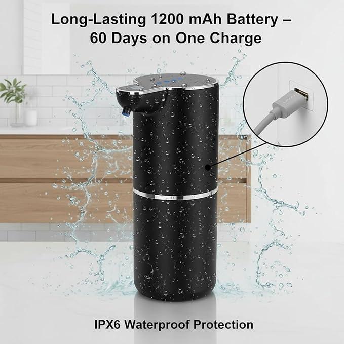 TOSCARA Auto Sensor Foam Soap Dispenser – Touchless, Rechargeable, Hands-Free Liquid Foaming Soap Dispenser for Kitchen, Bathroom, Office,Hotel–Hygienic No-Touch Hand Wash with 4- Foam Modes (Black) - ModernBath