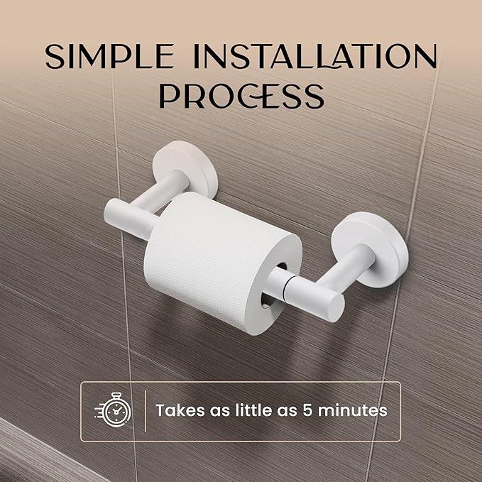 Day Moon™ Matte White Toilet Paper Holder Wall Mount - Modern Pivoting Toilet Paper Roll Holder - ModernBath