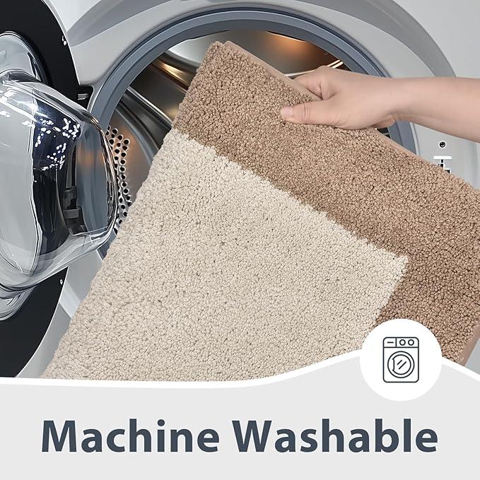 anllugs Bathroom Rugs U-Shaped 20" x 24", Non-Slip Extra Soft Absorbent Bath Rugs, Machine Washable Quick Dry Bath Mats for Toilet Base, Beige & Grayish Brown - ModernBath