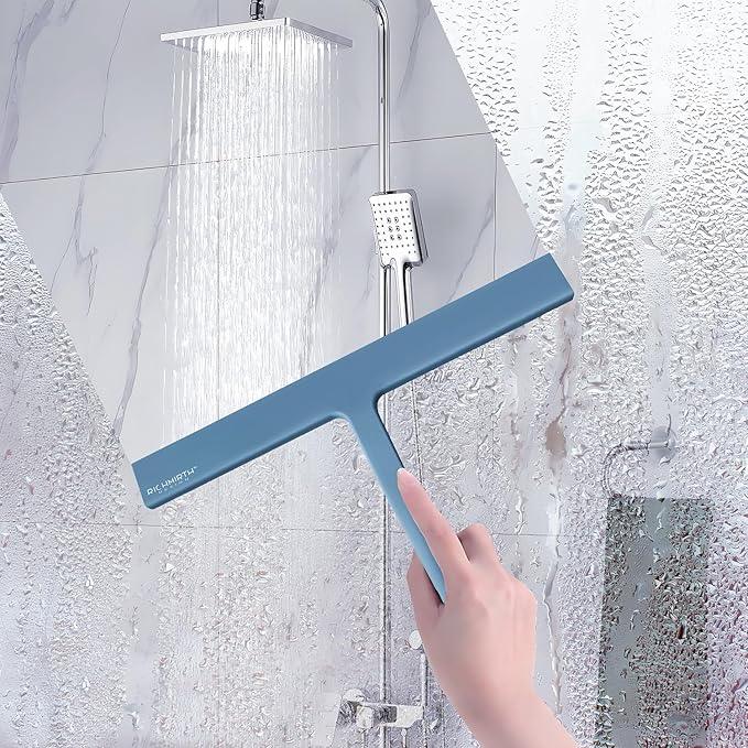Large Shower Squeegee for Glass Doors, Richmirth 11 Inch Squiggy for Shower Glass Bathroom Squeegee Mop Wiper Cleaner Tool for Tile Wall, Car Glass, Window - Green - ModernBath