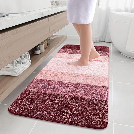 Arotive Microfiber Bathroom Rugs, Shaggy Soft and Absorbent Bath Rug, Non-Slip, Thick Plush Machine Washable Dry Bath Mats for Bathroom, Tub and Shower, 59x24, Burgundy, Rectangular - ModernBath