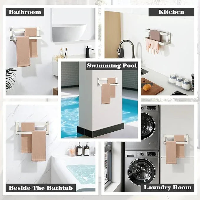 Alise 16 Inch Double Towel Bars for Bathroom Wall Mount,Towel Holder Double Towel Racks for Bathroom Lavatory,SUS304 Stainless Steel Towel Rail Towel Hanger for Walls,Brushed Nickel - ModernBath