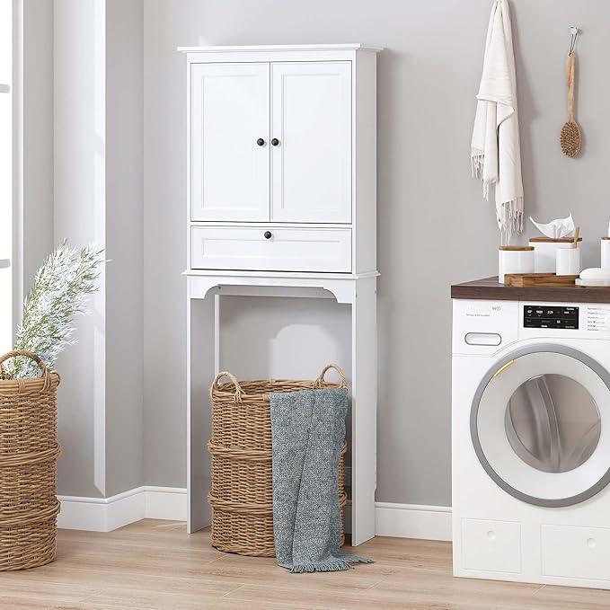Spirich Over The Toilet Storage Cabinet, Bathroom Above Toilet Storage Cabinet with Doors and Adjustable Shelves, White - ModernBath
