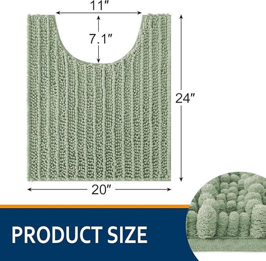 Smiry Bathroom Toilet Rugs U Shaped 24x20, Extra Soft Absorbent Non Slip Rubber Backing Chenille Contour Bath Rugs for Toilet, Machine Washable Contoured Bath Mats, Sage Green - ModernBath