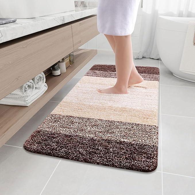 Arotive Microfiber Bathroom Rugs, Shaggy Soft and Absorbent Bath Rug, Non-Slip, Thick Plush Machine Washable Dry Bath Mats for Bathroom, Tub and Shower, 45x27, Brown, Rectangular - ModernBath