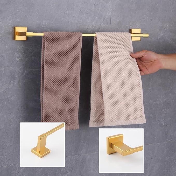 GERZWY 24-Inch Single Towel Bars for Bathroom Gold Stainless Steel Modern Style Bath Towel Rack Wall Mount JG1901A60-BE - ModernBath
