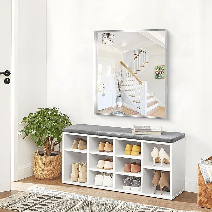 Silver Bathroom Mirror, 30x36 Inch Rectangular Framed Mirror, Large Wall Mounted Bathroom Vanity Mirror Over Sink for Bedroom,Restroom, Living Room, Hangs Vertically or Horizontally - ModernBath