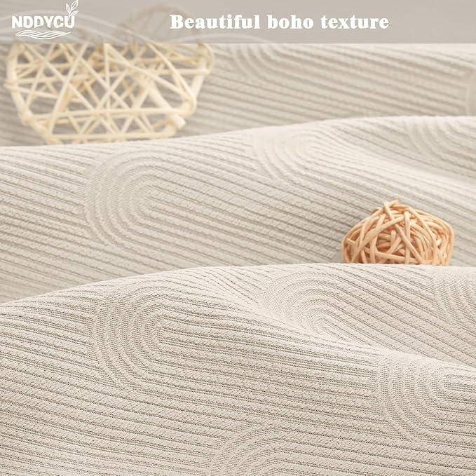 NDDYCU Boho Shower Curtain Cotton Texture Mid Century Minimalist Arch Shower Curtain for Bathroom, Greige,72" W X 78" L - ModernBath