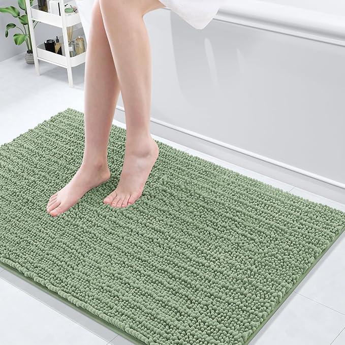 Arotive Luxury Chenille Bathroom Rug Mat, Extra Soft Thick Absorbent Shaggy Bath Rugs, Non-Slip Machine Wash Dry, Plush Bath Mats for Bathroom, Shower and Tub, 45x27, Sage Green - ModernBath