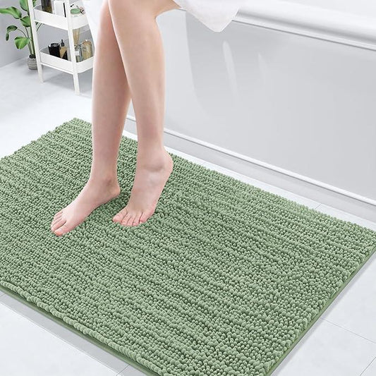 Arotive Luxury Chenille Bathroom Rug Mat, Extra Soft Thick Absorbent Shaggy Bath Rugs, Non-Slip Machine Wash Dry, Plush Bath Mats for Bathroom, Shower and Tub, 45x27, Sage Green - ModernBath