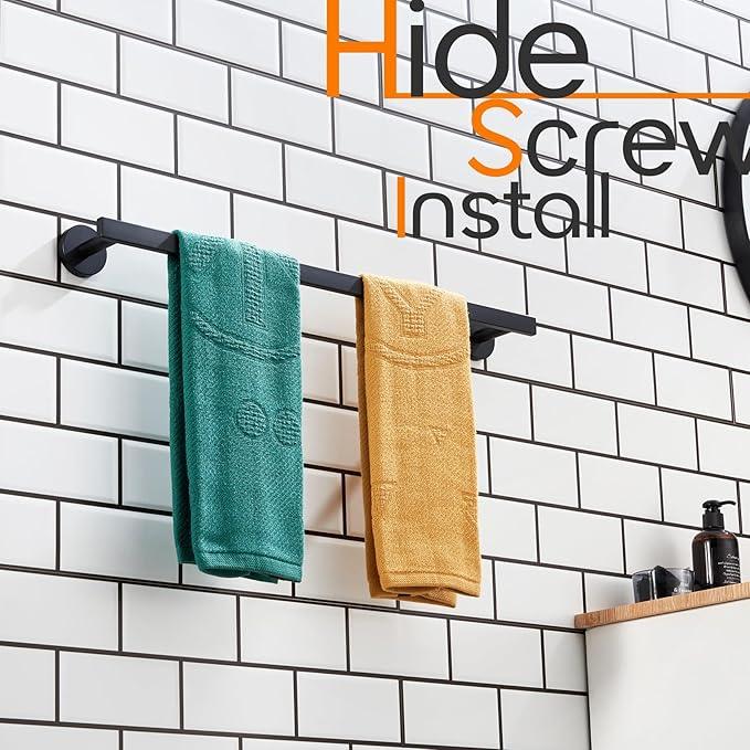 24 Inch Bathroom Towel Racks Bath Towel Bars Kitchen Towel Holder Towel Rails Wall Mounted SUS304 Stainless Steel Matte Black AN4001MB-L24 - ModernBath