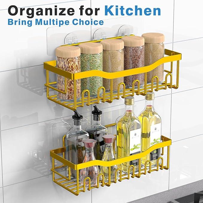 EUDELE Shower Caddy 2 Pack, Adhesive Organizer for Bathroom Storage, Home Decor & Kitchen, No Drilling, Rustproof Stainless Steel Shelf, Bathroom Decor Sets - ModernBath