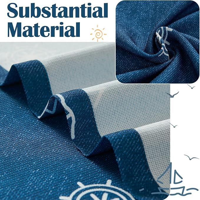 jinchan White and Navy Blue Nautical Shower Curtain Kids Cartoon Printed Waterproof Fabric Shower Curtains for Bathroom Ocean Sailboat Simple in Bath with 12 Hooks 70x72 Inches - ModernBath