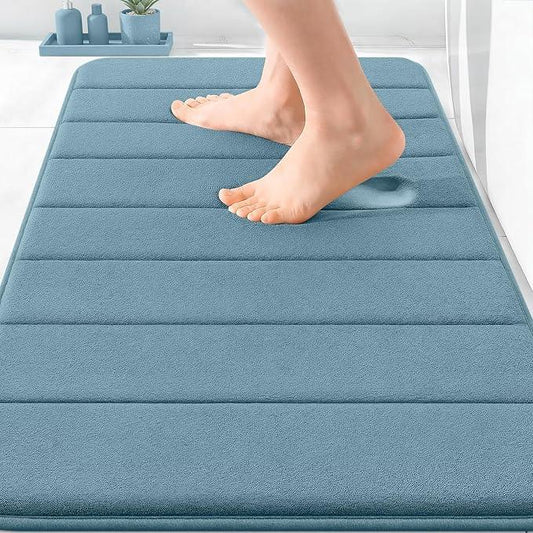 OLANLY Memory Foam Bath Mat 30x20, Super Soft Absorbent Bathroom Rugs, Quick Dry, Machine Washable Shower Floor Rugs, Bathmat Carpet, Bathroom Home Decor Accessories, Airy Blue - ModernBath