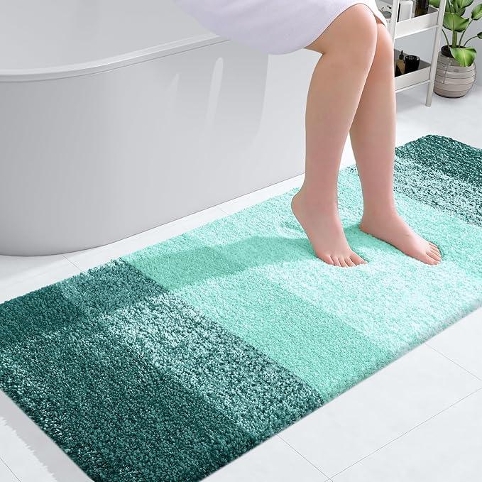 OLANLY Bathroom Runner Rugs 54x24, Extra Soft Absorbent Microfiber Bath Rugs, Rubber Backing, Quick Dry, Washable Bath Mats for Bathroom Floor, Tub and Shower, Home Decor Accessories, Blackish Green - ModernBath
