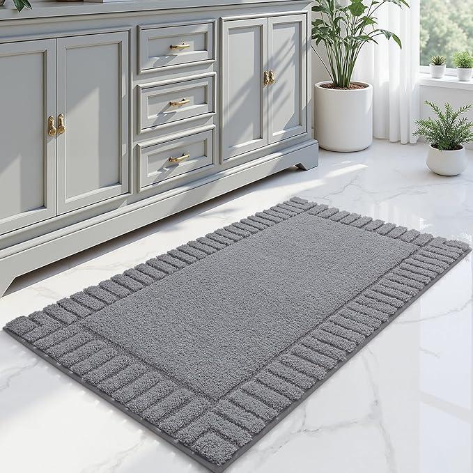LUMI Bathroom Rugs Non Slip with Rubber Backing, Extra Soft Plush Microfiber Bath Rug Absorbent, Machine Washable Bath Mat Quick Dry for Tub, Shower, Hotel, Dark Grey, 24"x43" - ModernBath